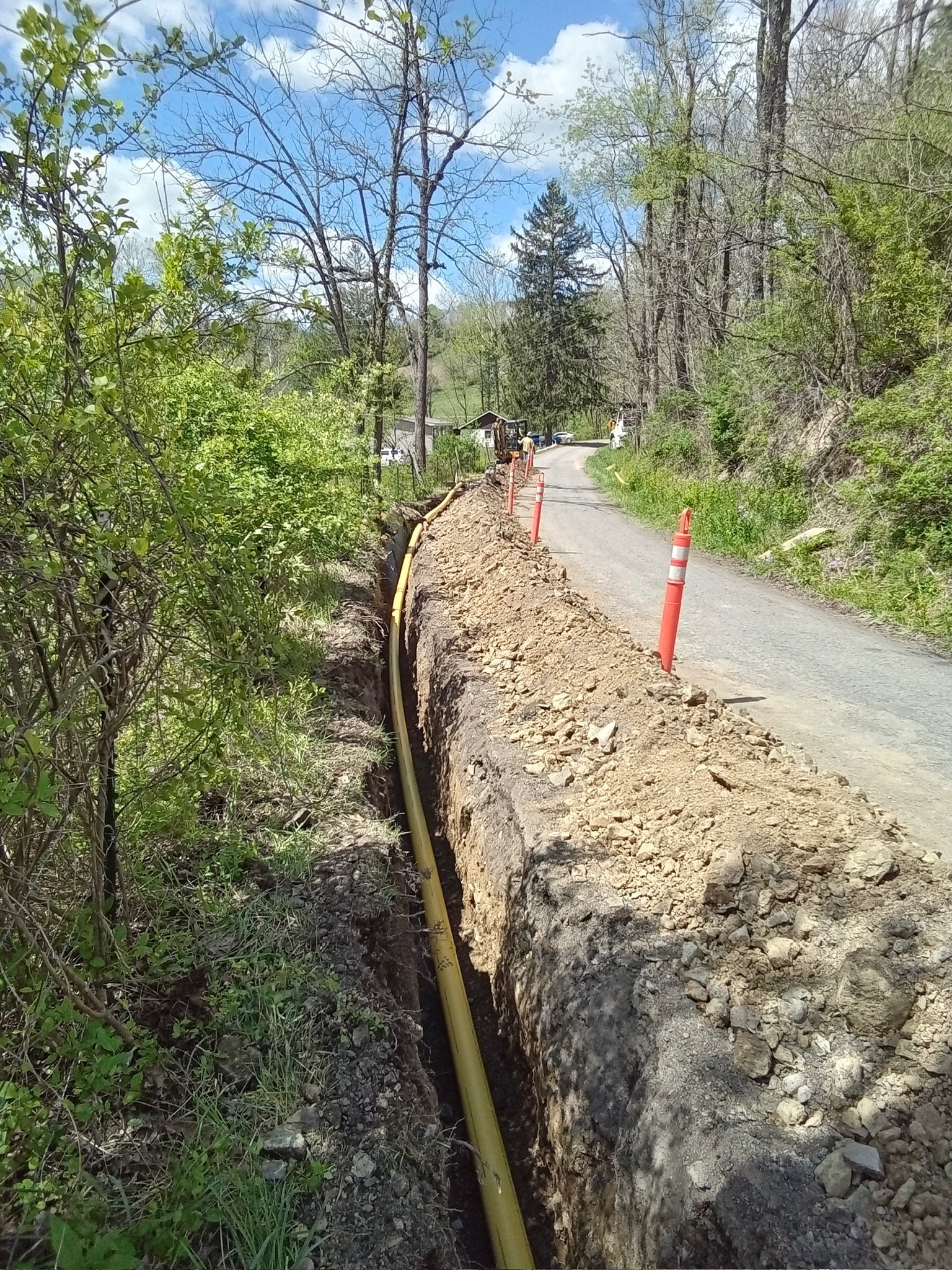 Underground pipeline construction crew at work